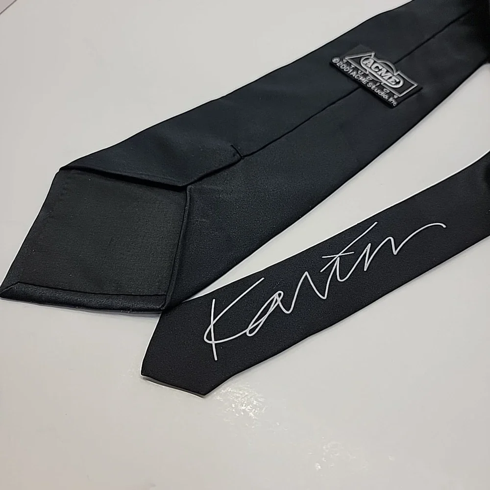 Vintage 2001 ACME Studios × Karim Rashid Silk Tie Black Multicolor Icons Postmod